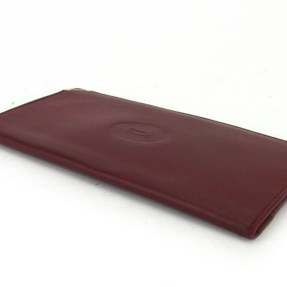 Cartier length wallet mast line Bordeaux leather Authentic used - Picture 3 of 10